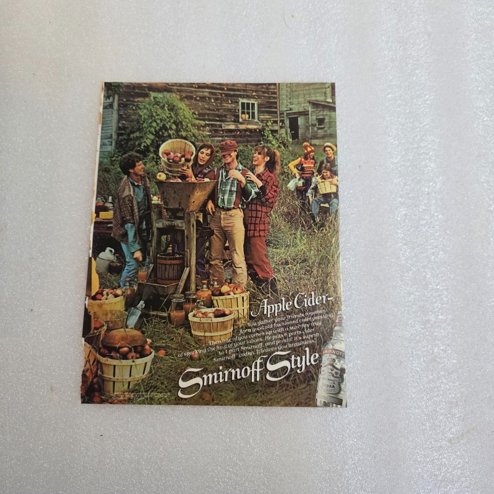 Vintage Print Ad Smirnoff Style Apple Cider farm farmhouse color 8x10.5 1979